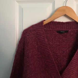 Maroon cropped button up sweater